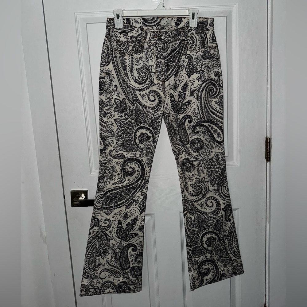 Etro Black and Cream Boot Cut Flare Pant Jeans